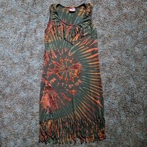 Gypsy Rose tie dye fringe mini dress